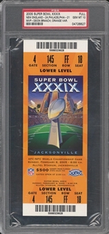2005 Super Bowl XXXIX Full Ticket, Orange Variation - PSA GEM MT 10